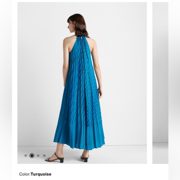 Club Monaco Burnout Pleated Maxi Dress in turquoise women’s size 8 - Picture 3 of 13